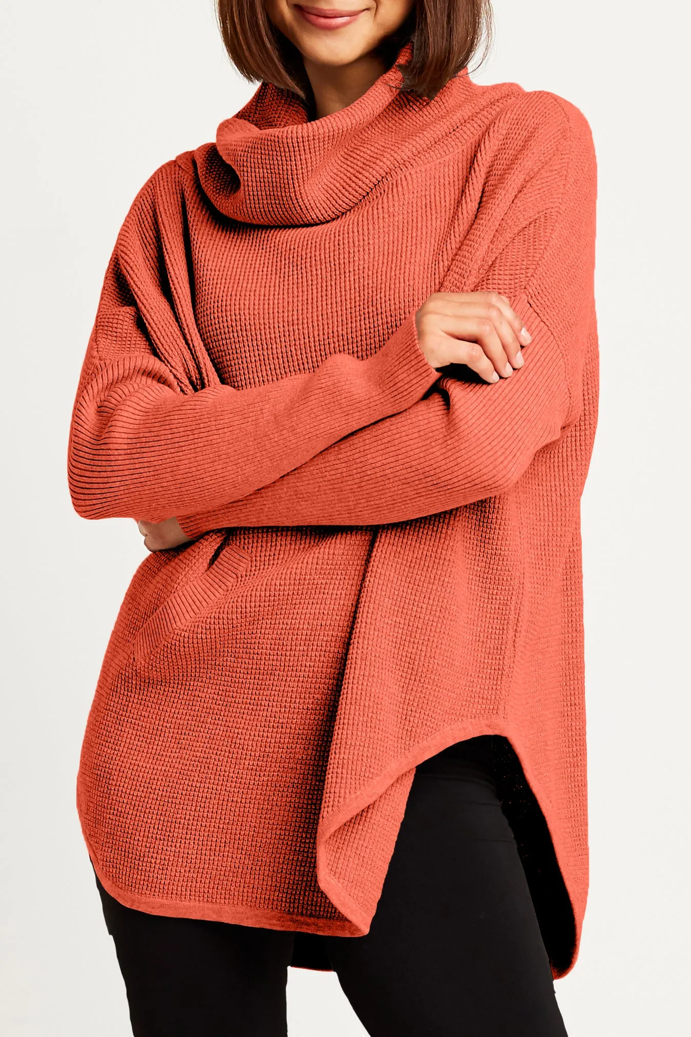 Pima Cotton Waffle Cowl Sweater