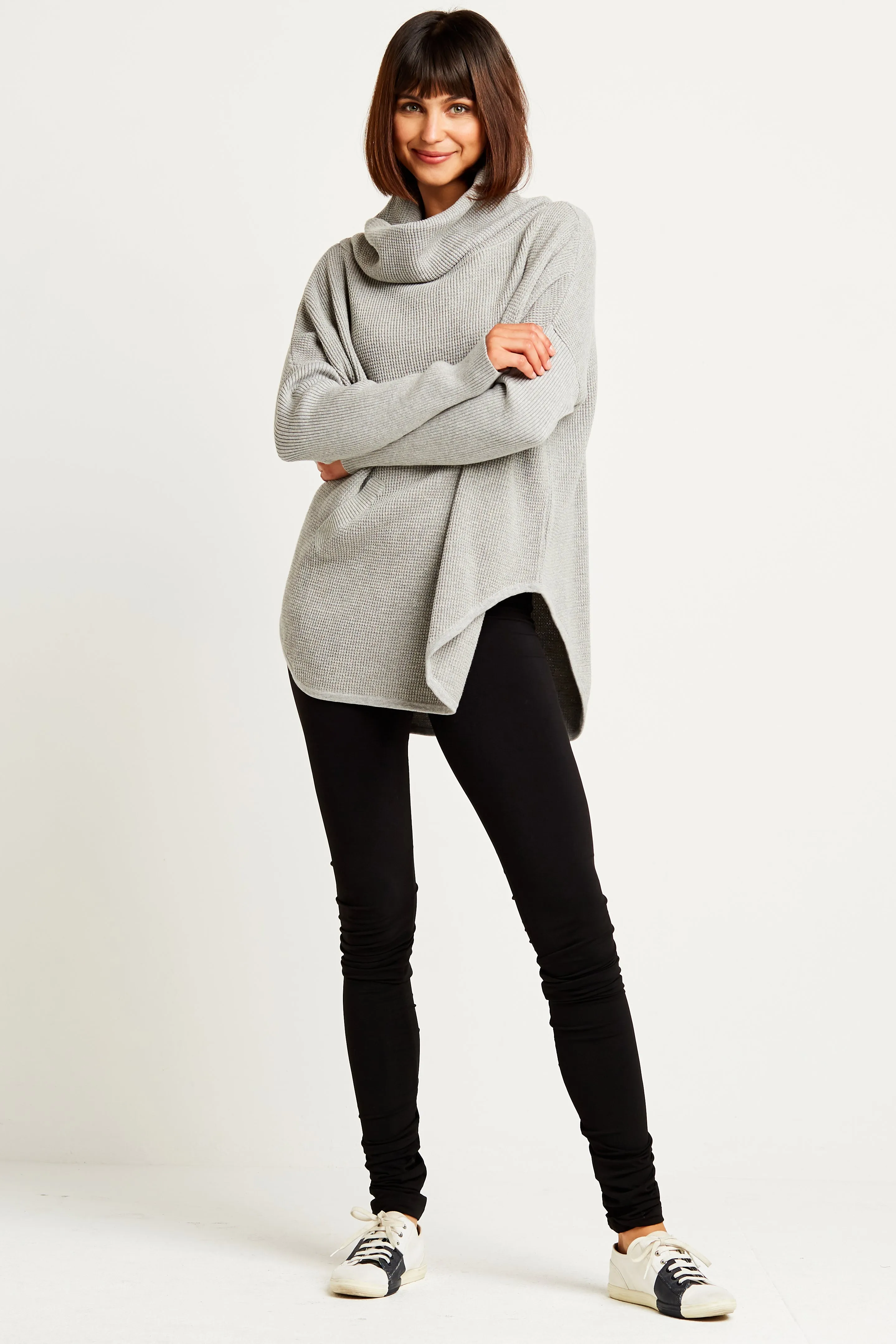Pima Cotton Waffle Cowl Sweater