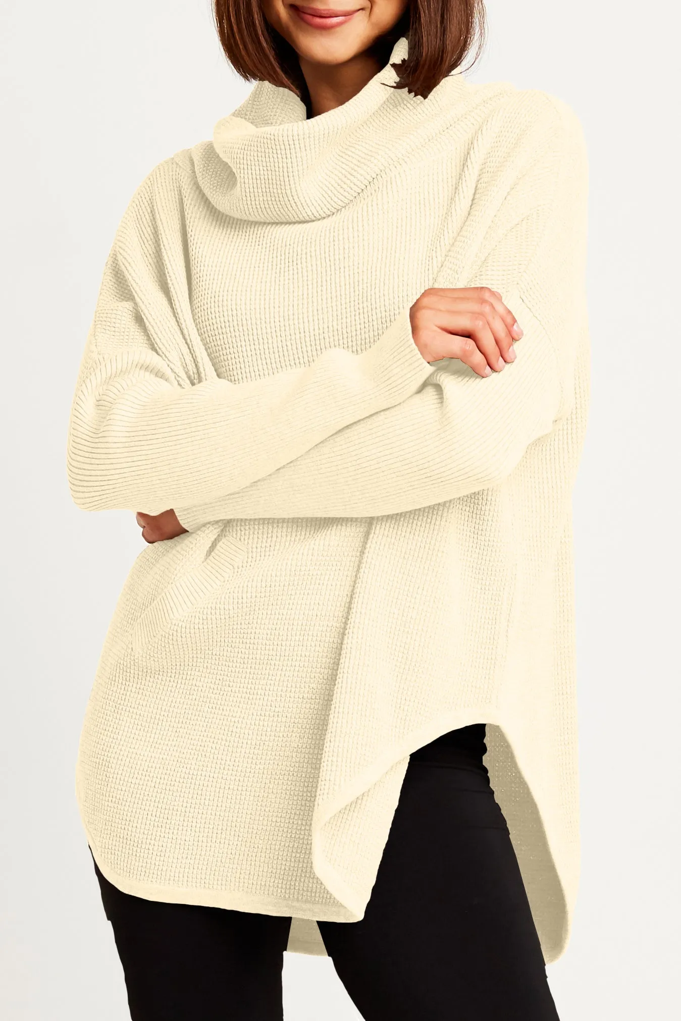 Pima Cotton Waffle Cowl Sweater