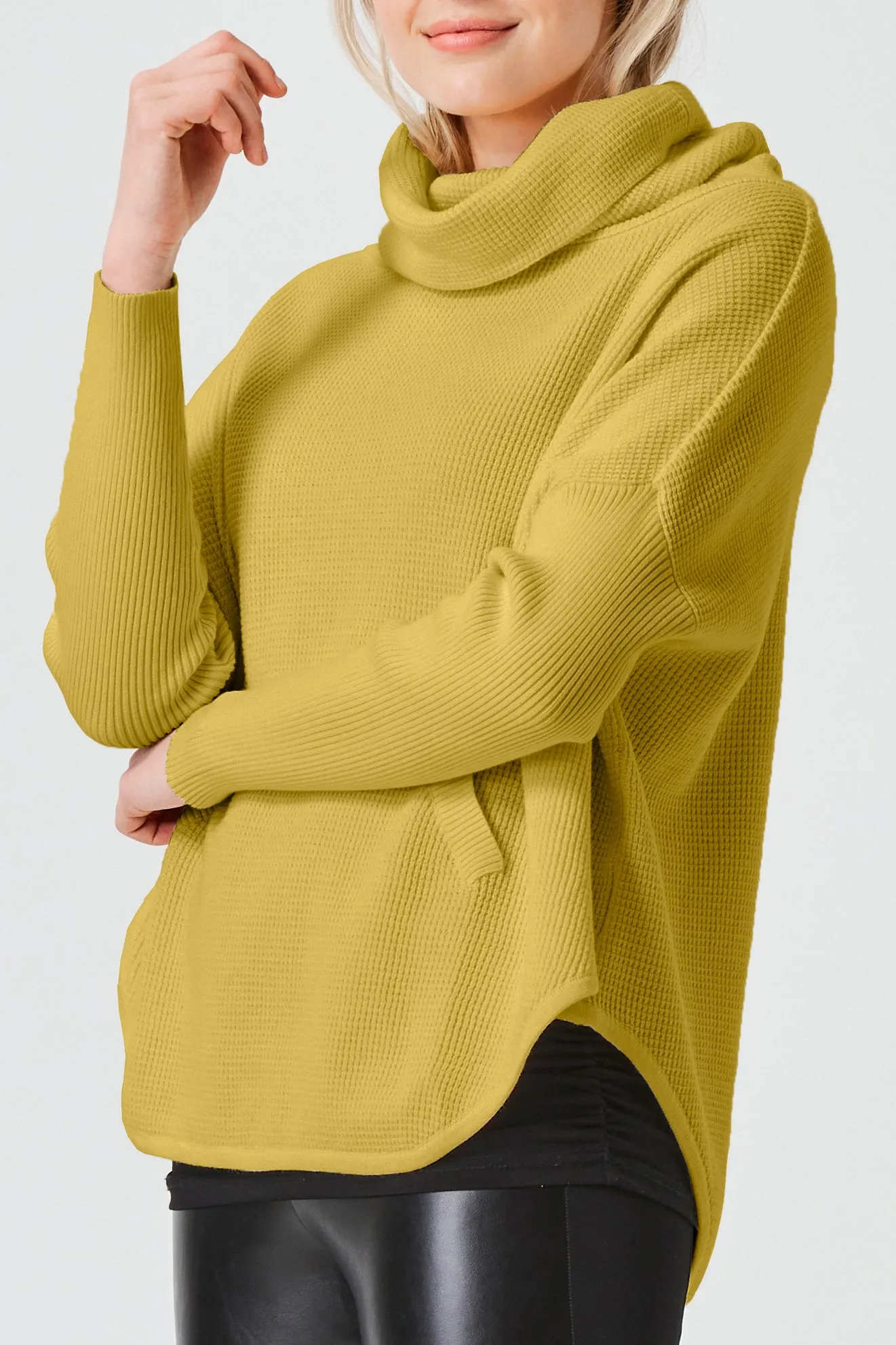 Pima Cotton Waffle Cowl Sweater