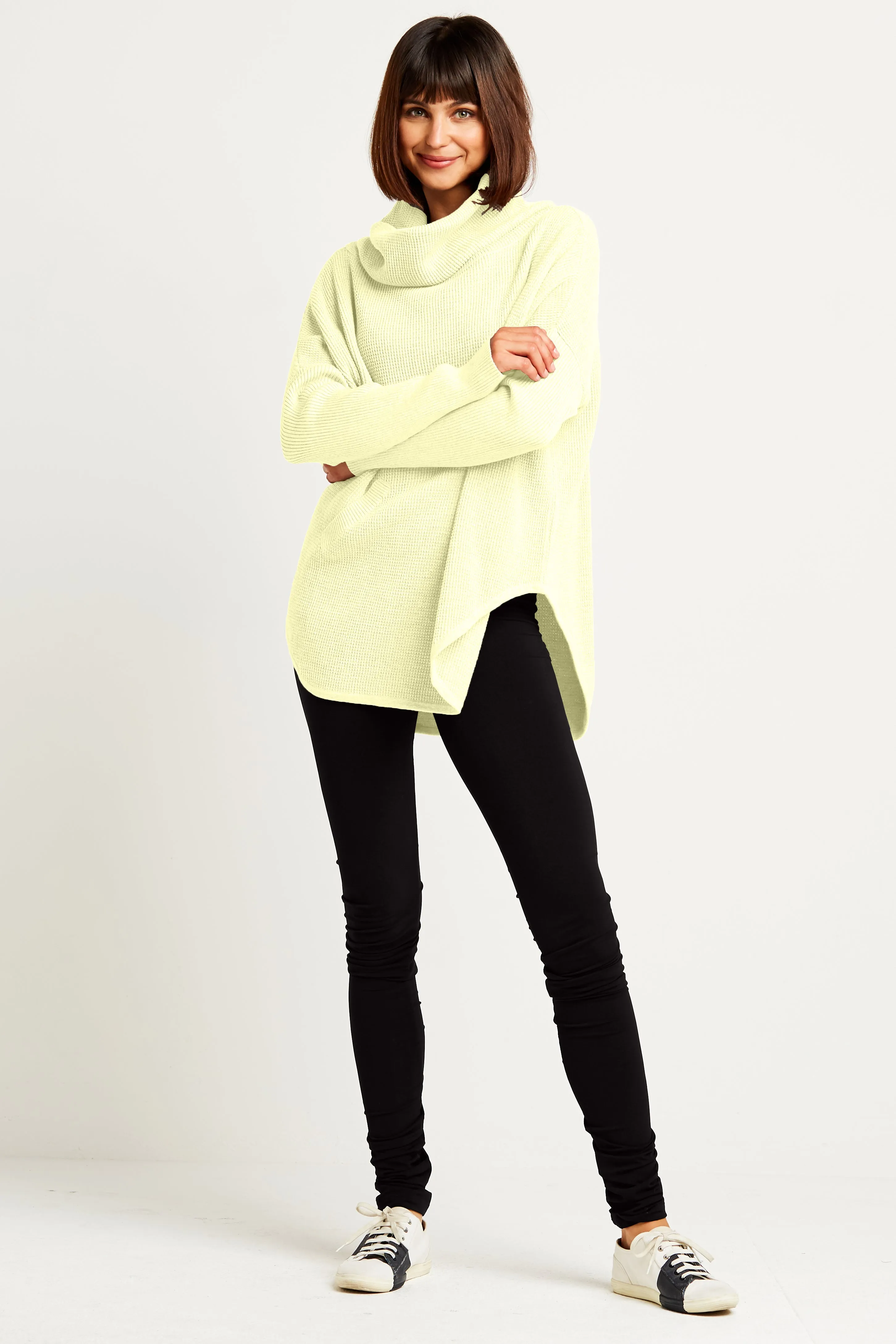 Pima Cotton Waffle Cowl Sweater