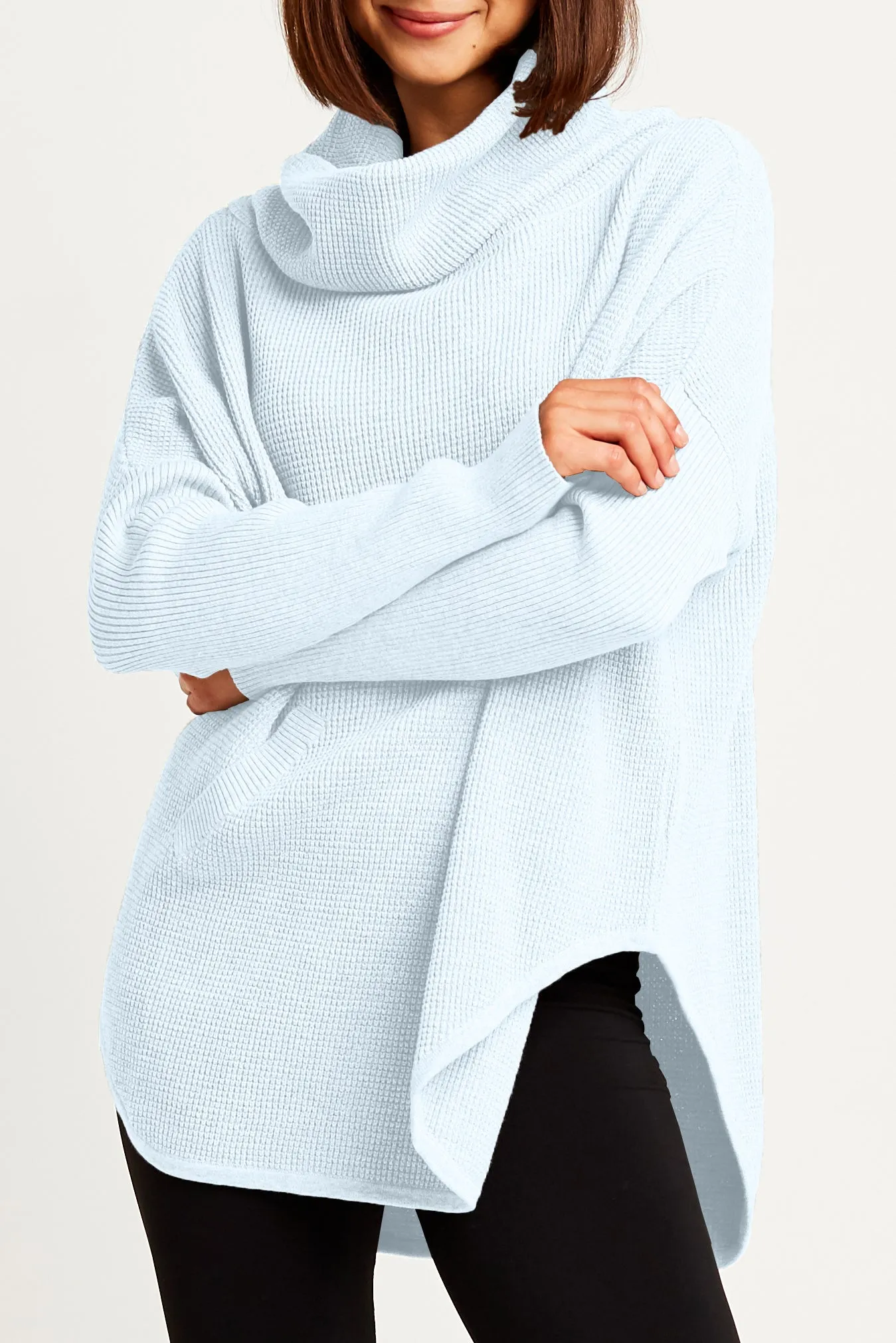 Pima Cotton Waffle Cowl Sweater