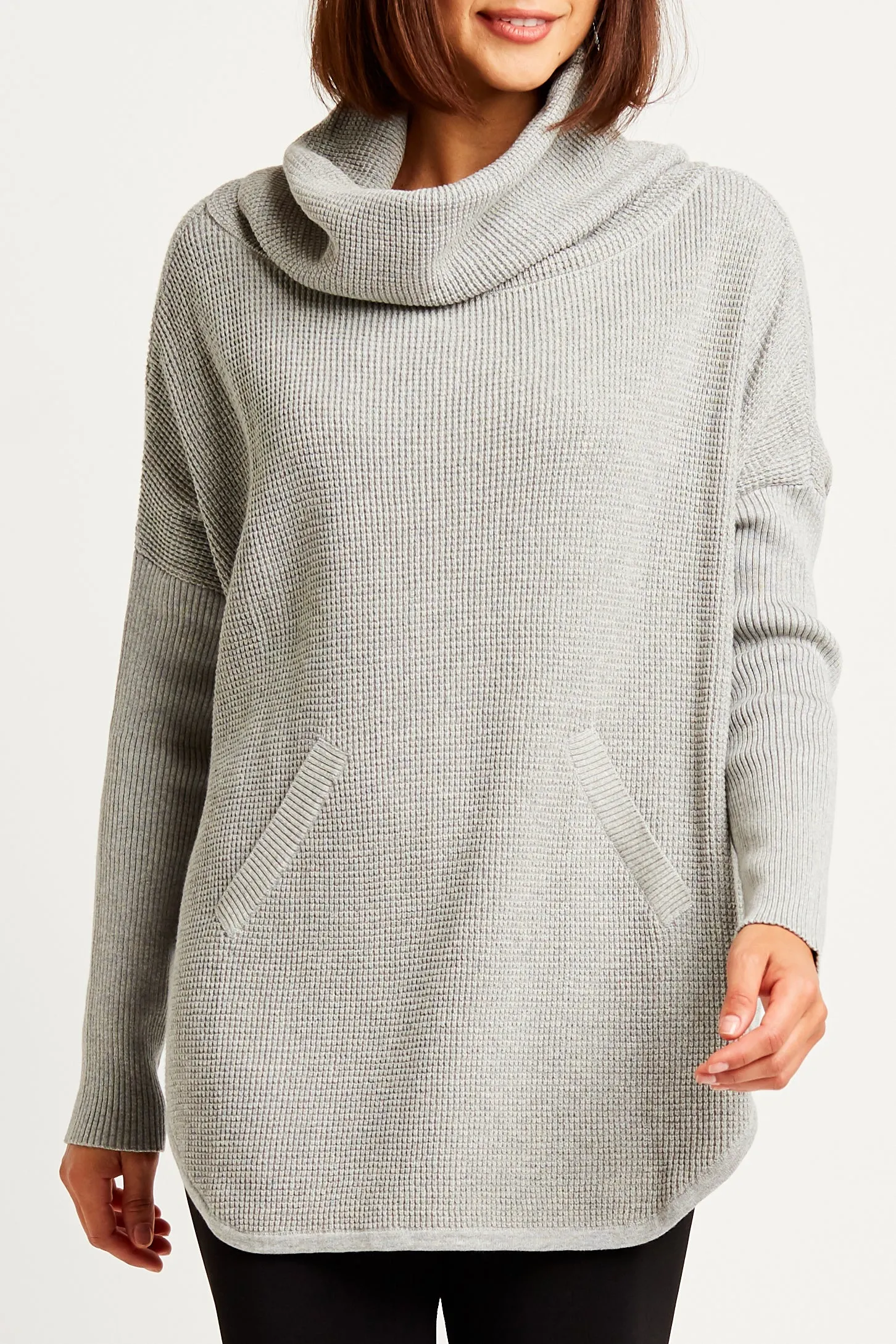 Pima Cotton Waffle Cowl Sweater