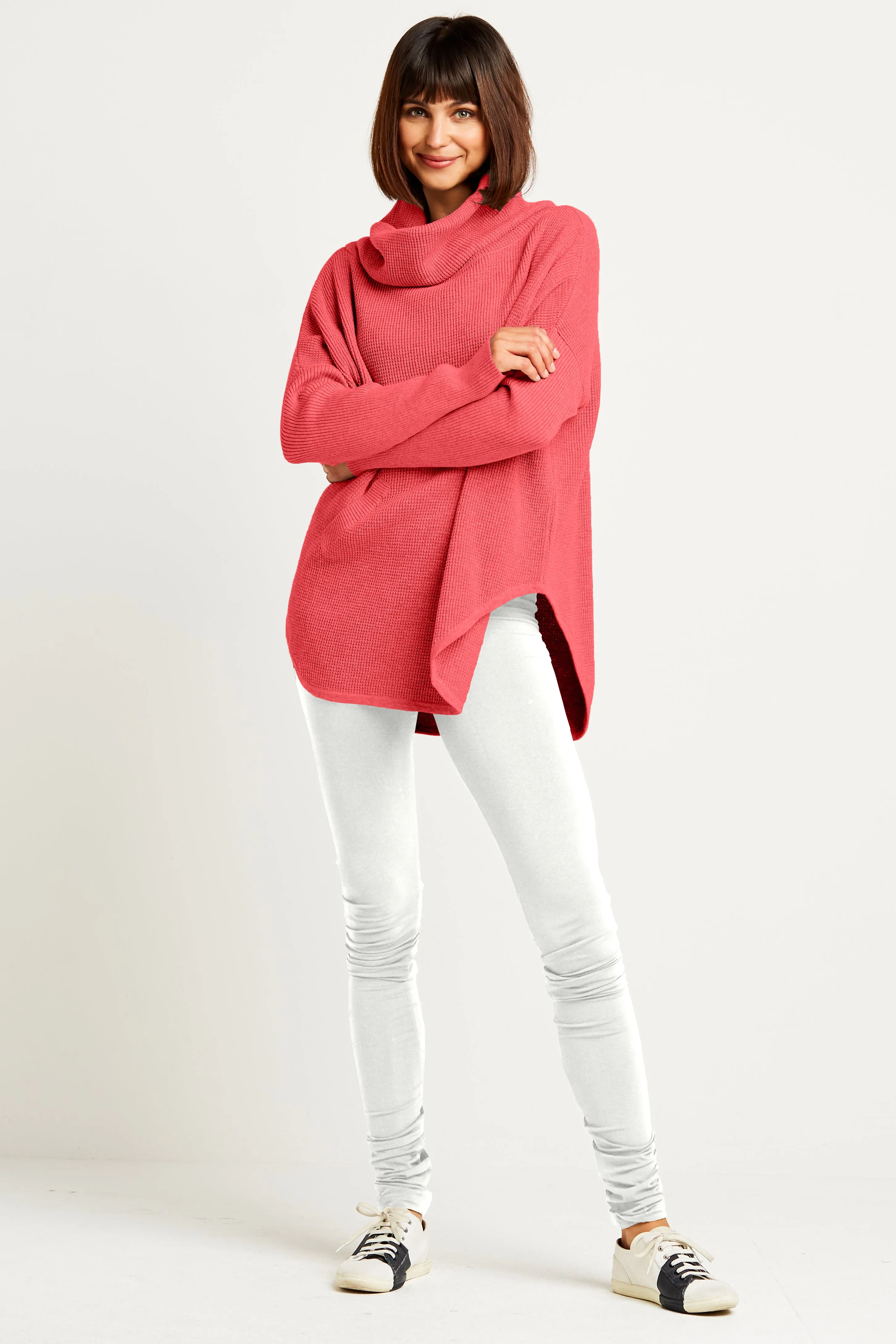 Pima Cotton Waffle Cowl Sweater