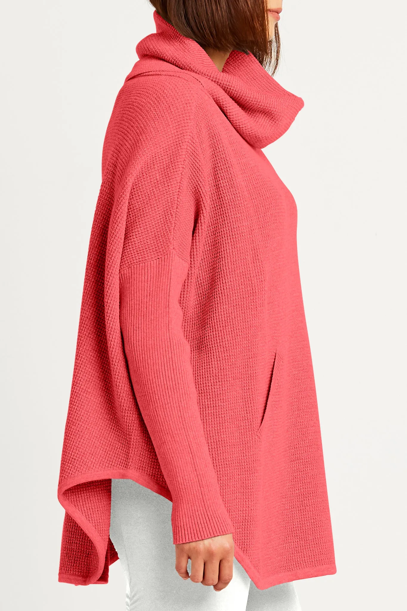 Pima Cotton Waffle Cowl Sweater