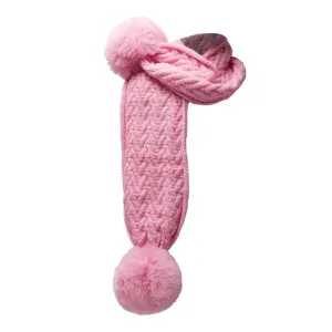 Pink 'Cheveron' Scarf w/Faux Fur Pom-Poms (NB-12 Months) SC04-P-SM