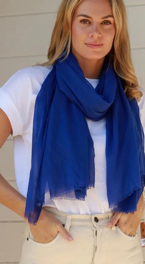 Plain Scarf In Navy   Brown