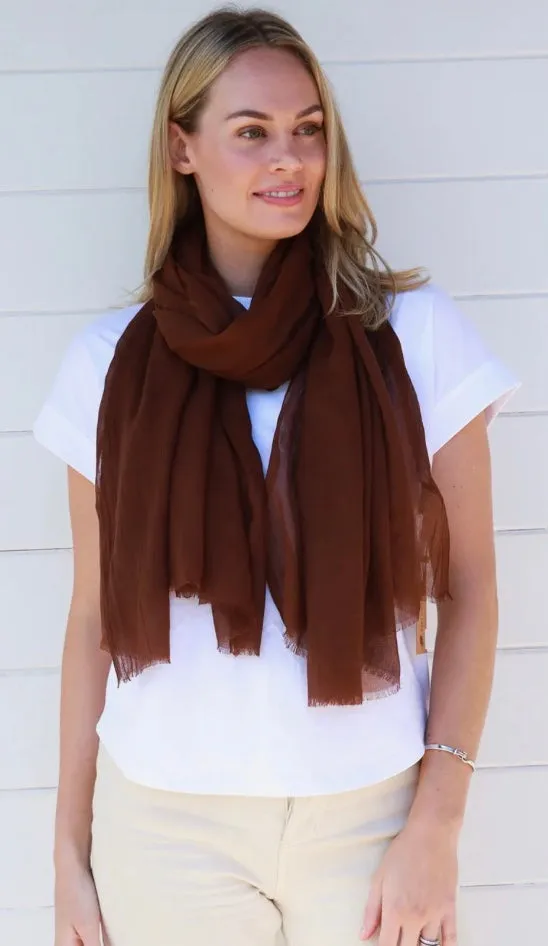 Plain Scarf In Navy   Brown