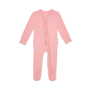 Posh Peanut Autumn Blush Ruffled Zippered Footie