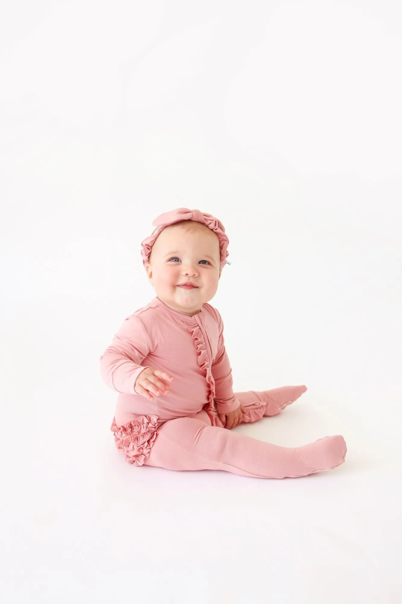 Posh Peanut Autumn Blush Ruffled Zippered Footie