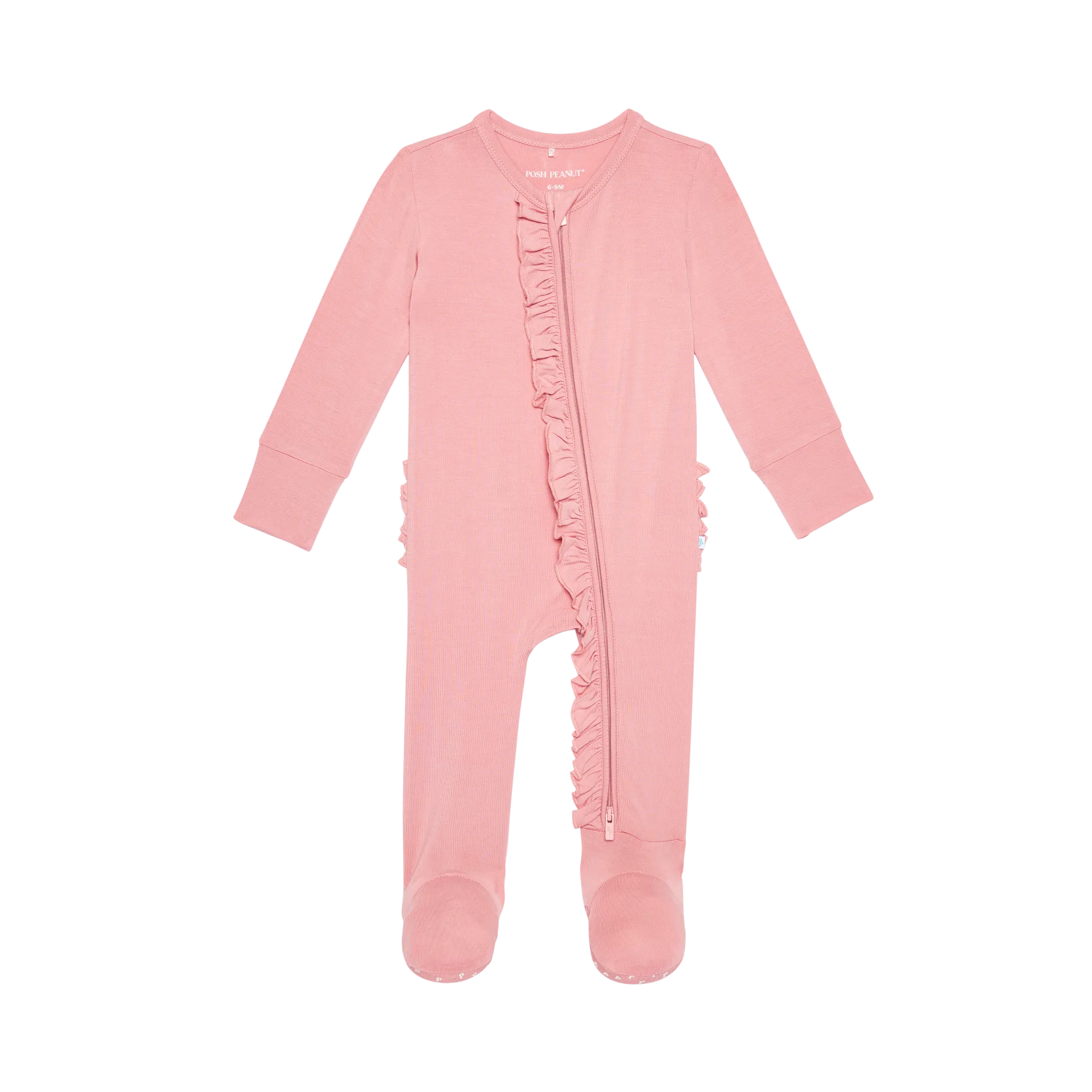 Posh Peanut Autumn Blush Ruffled Zippered Footie