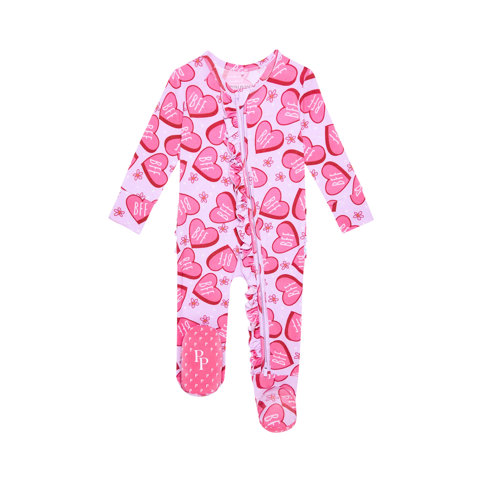 Posh Peanut Besties Ruffled Zippered Footie