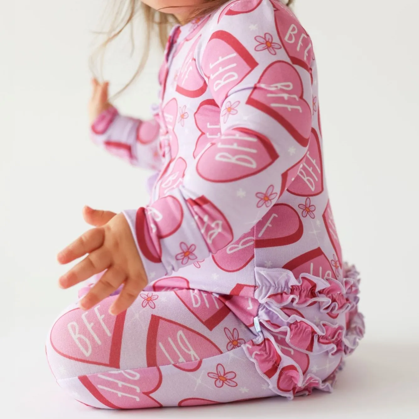 Posh Peanut Besties Ruffled Zippered Footie