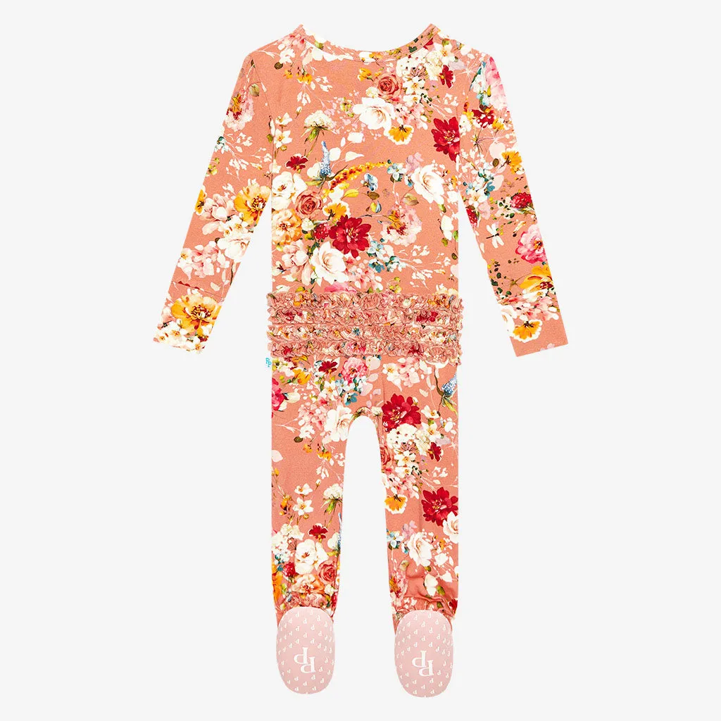 Posh Peanut Celia Ruffled Zippered Footie