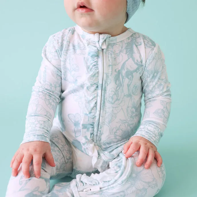 Posh Peanut Charlotte Anne Ruffled Zippered Footie