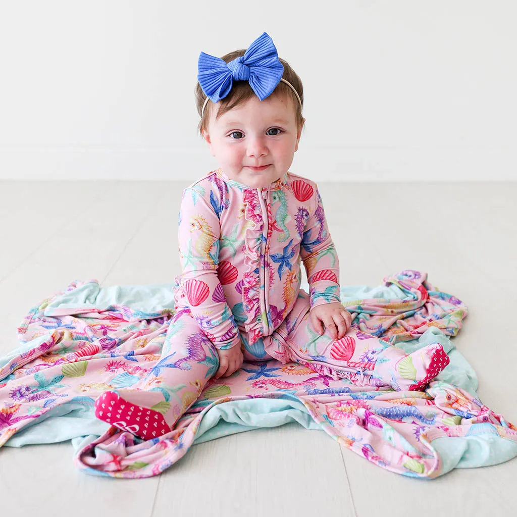 Posh Peanut Coral Ruffled Zippered Footie