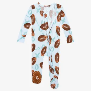 Posh Peanut Field Day-Footie Zippered One Piece Blue