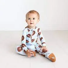 Posh Peanut Field Day-Footie Zippered One Piece Blue