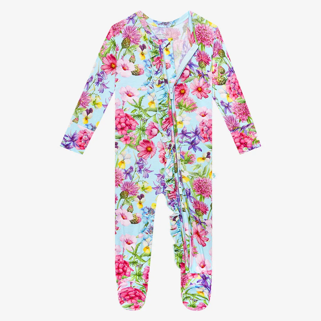 Posh Peanut Hadley Ruffled Zippered Footie