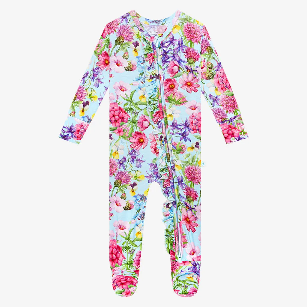 Posh Peanut Hadley Ruffled Zippered Footie