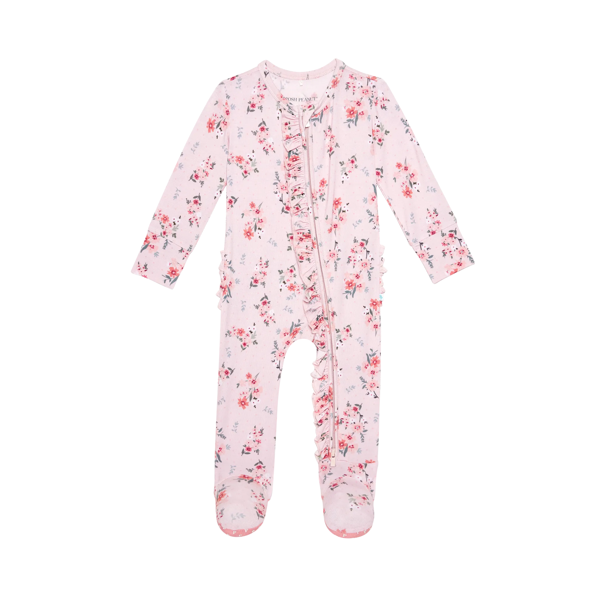 Posh Peanut London Ruffled Zippered Footie