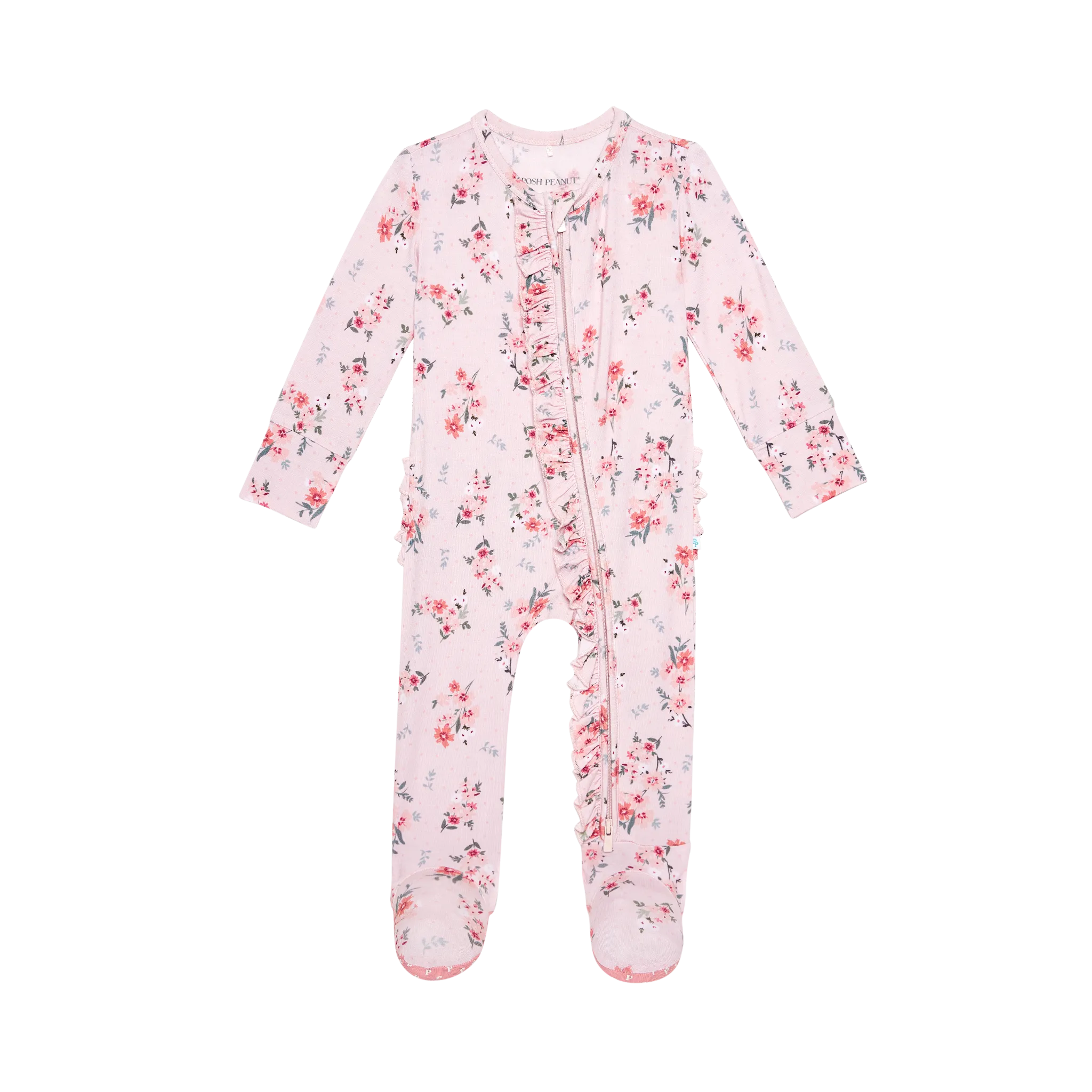 Posh Peanut London Ruffled Zippered Footie