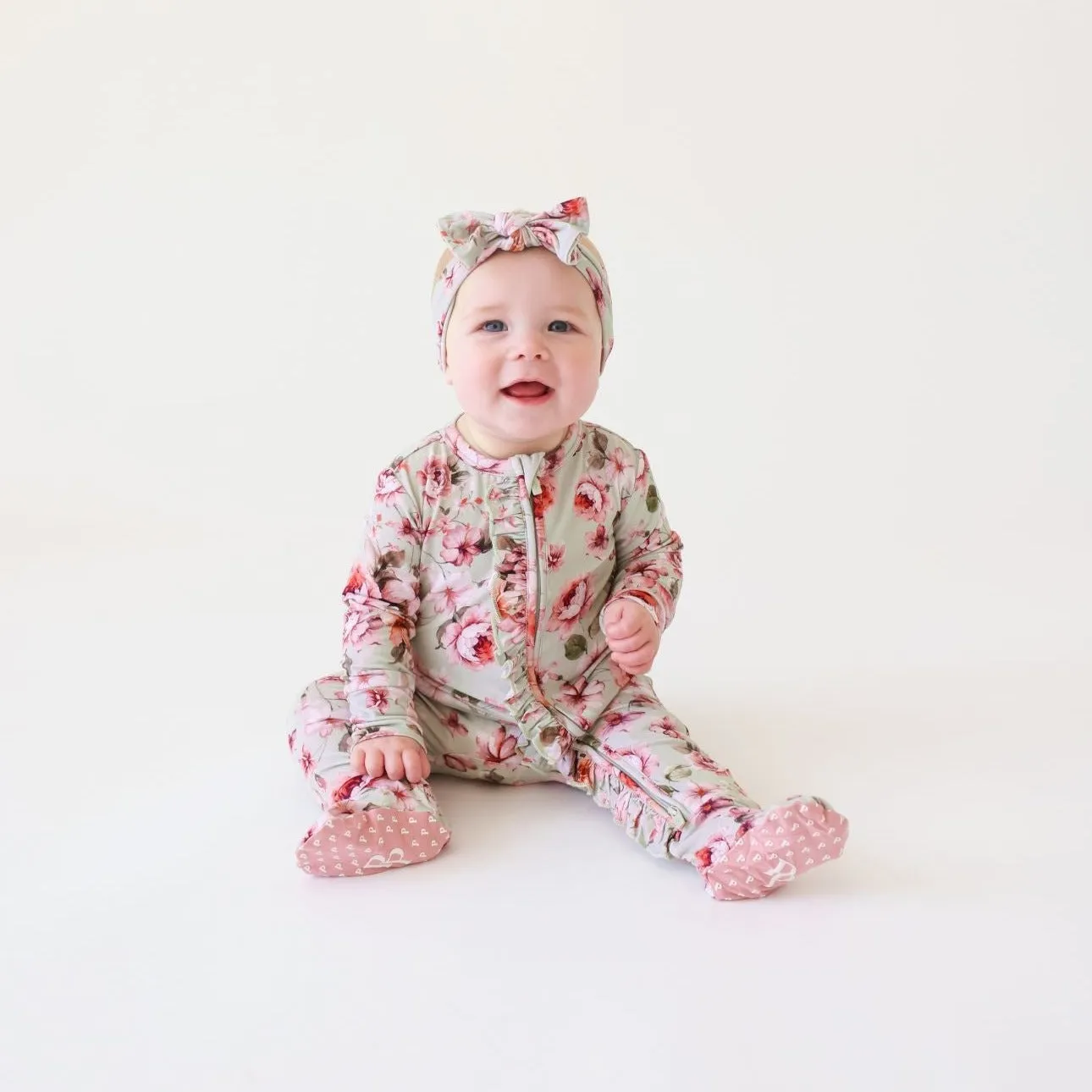 Posh Peanut Millicent Ruffled Zippered Footie