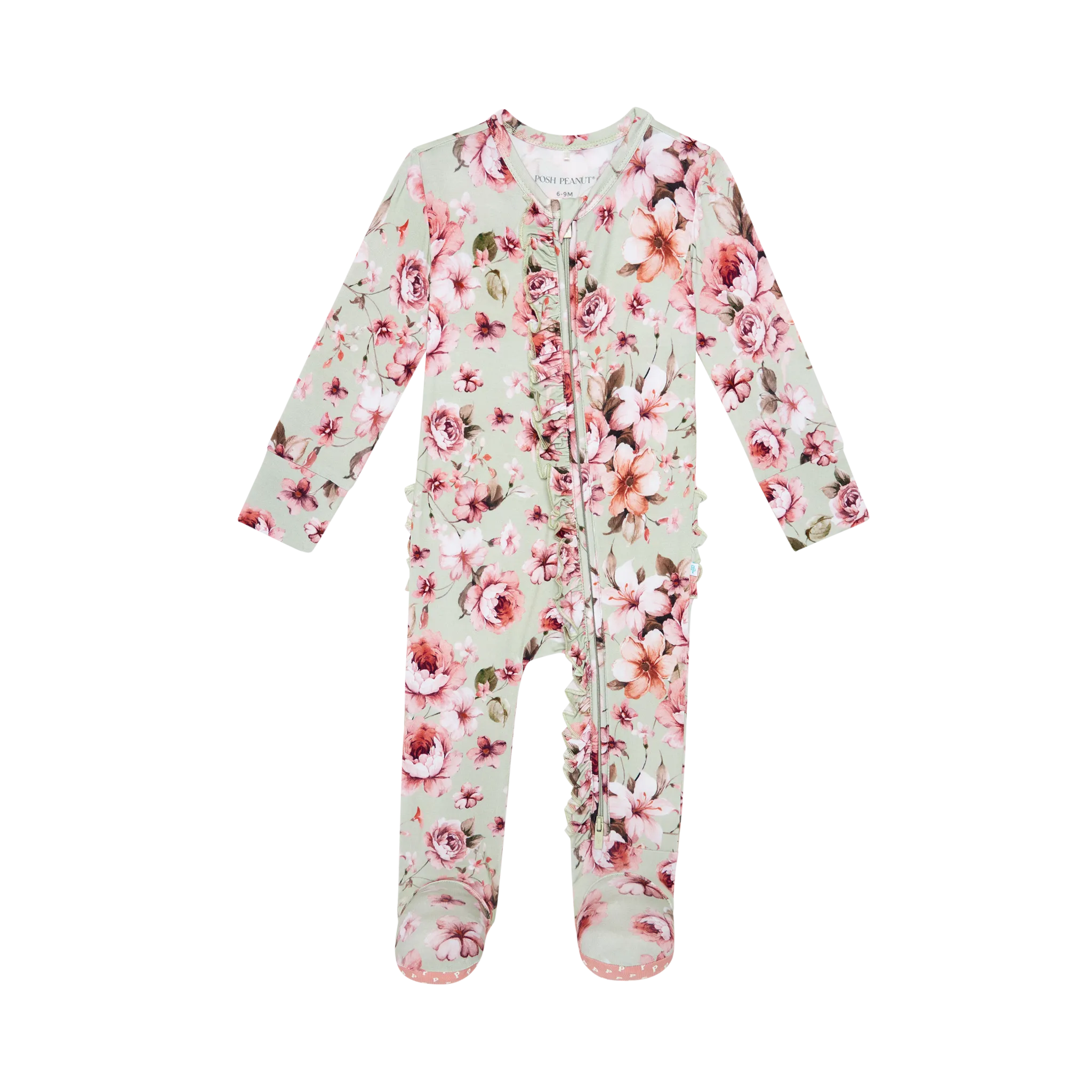 Posh Peanut Millicent Ruffled Zippered Footie