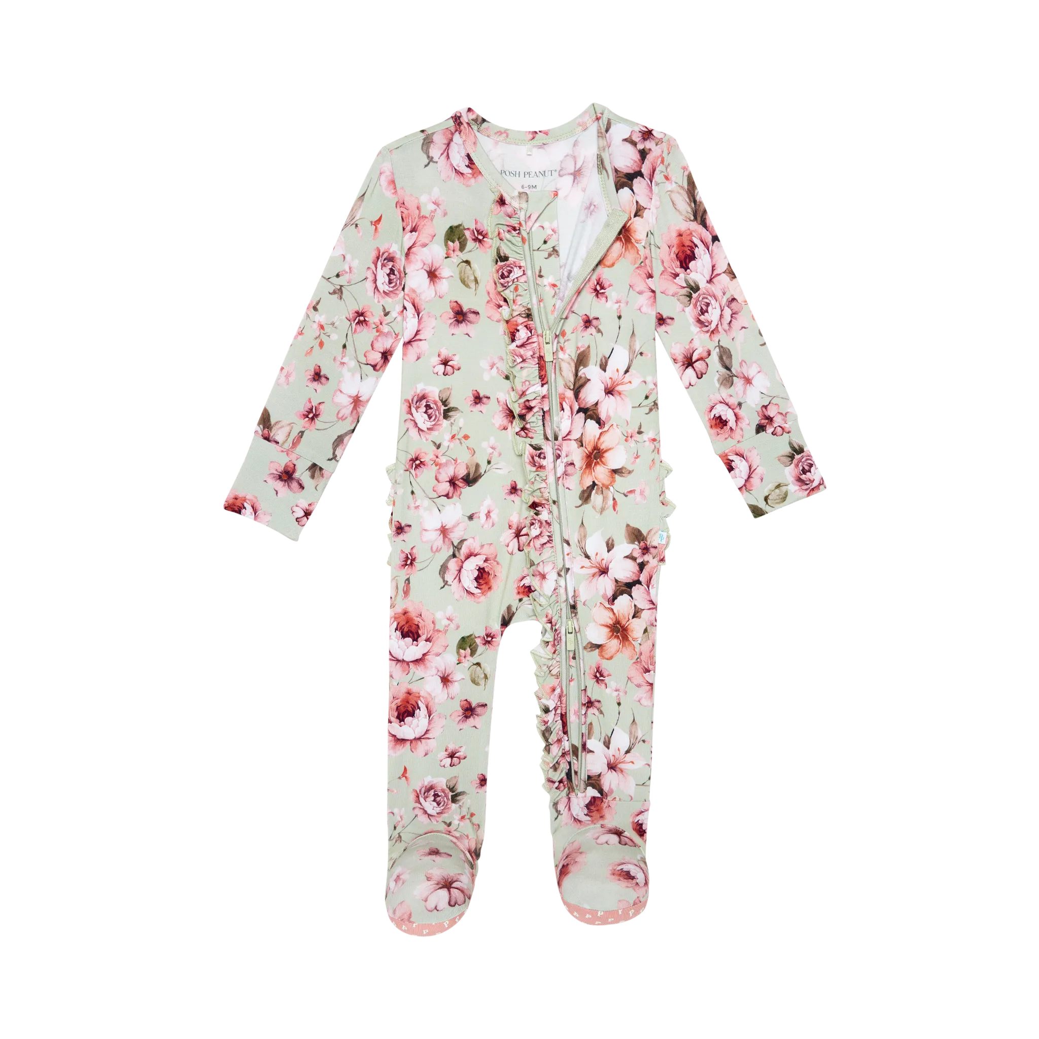 Posh Peanut Millicent Ruffled Zippered Footie