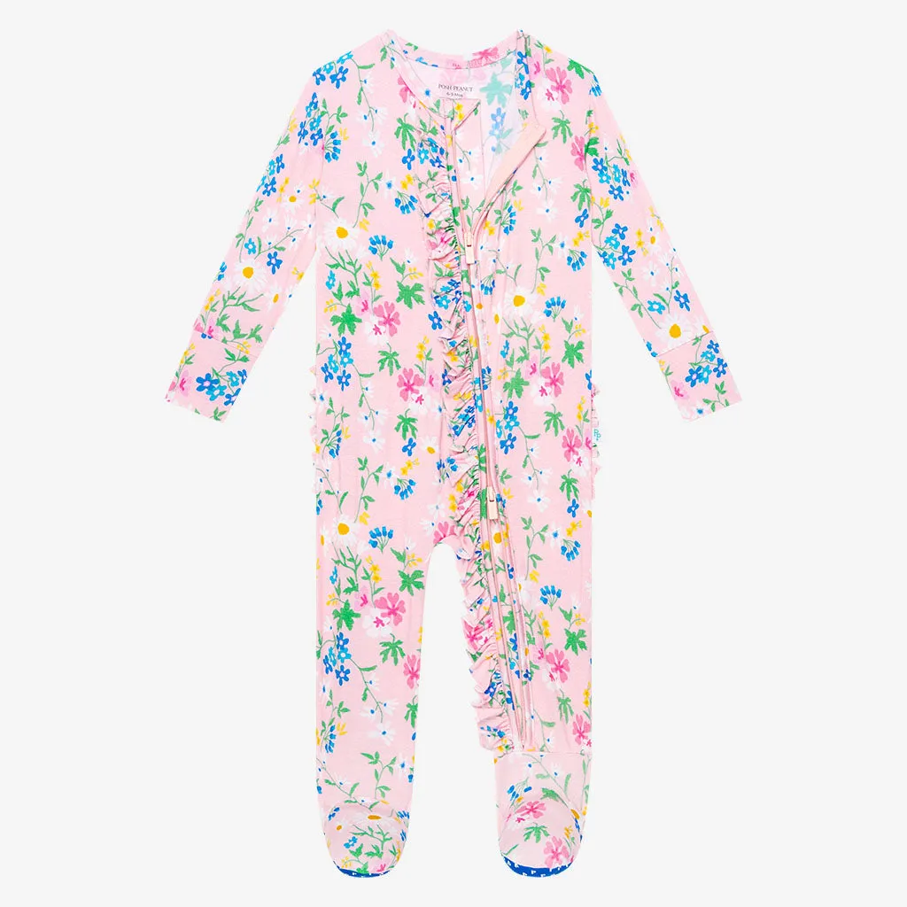 Posh Peanut Nicole Ruffled Zippered Footie