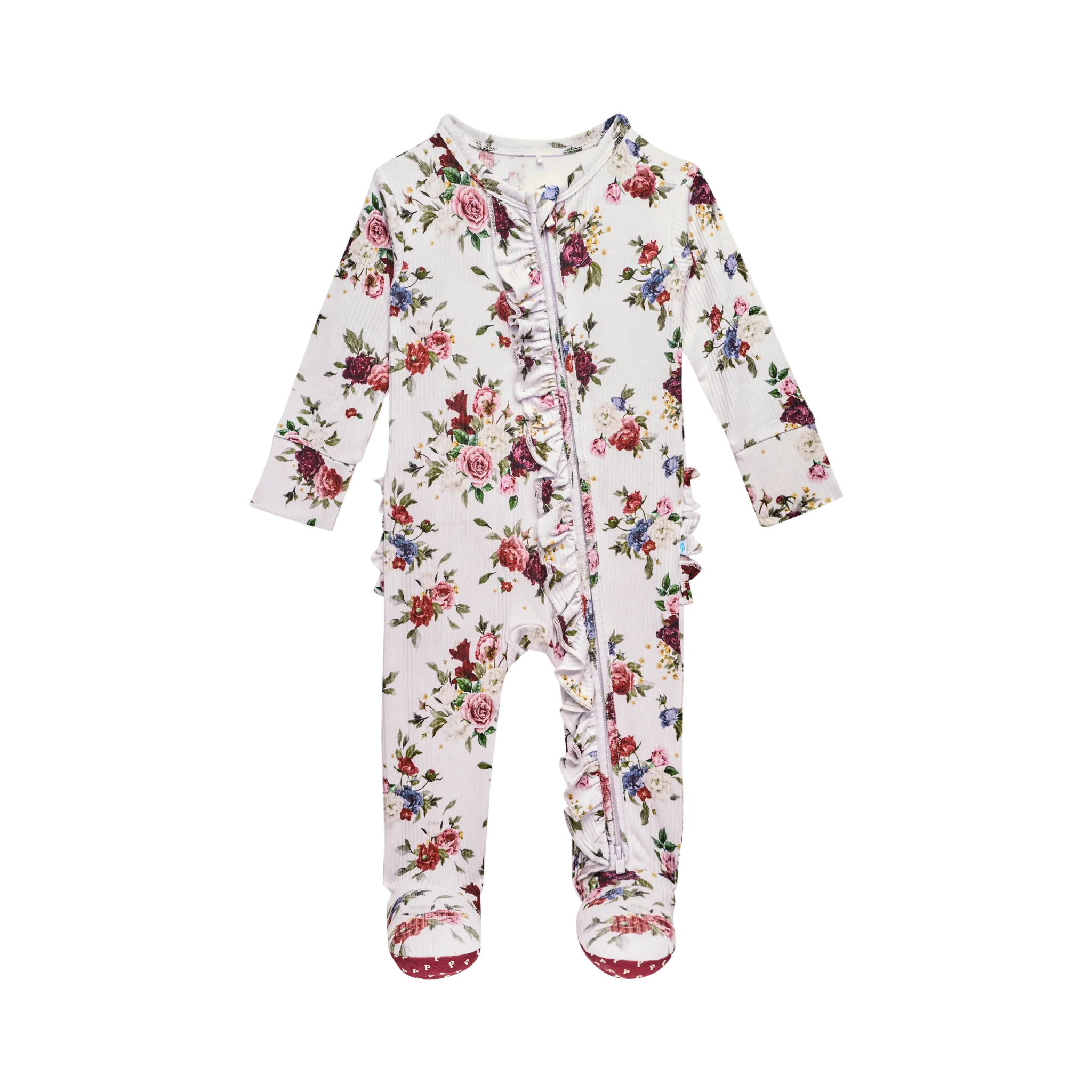 Posh Peanut Philippa Ruffled Zippered Footie