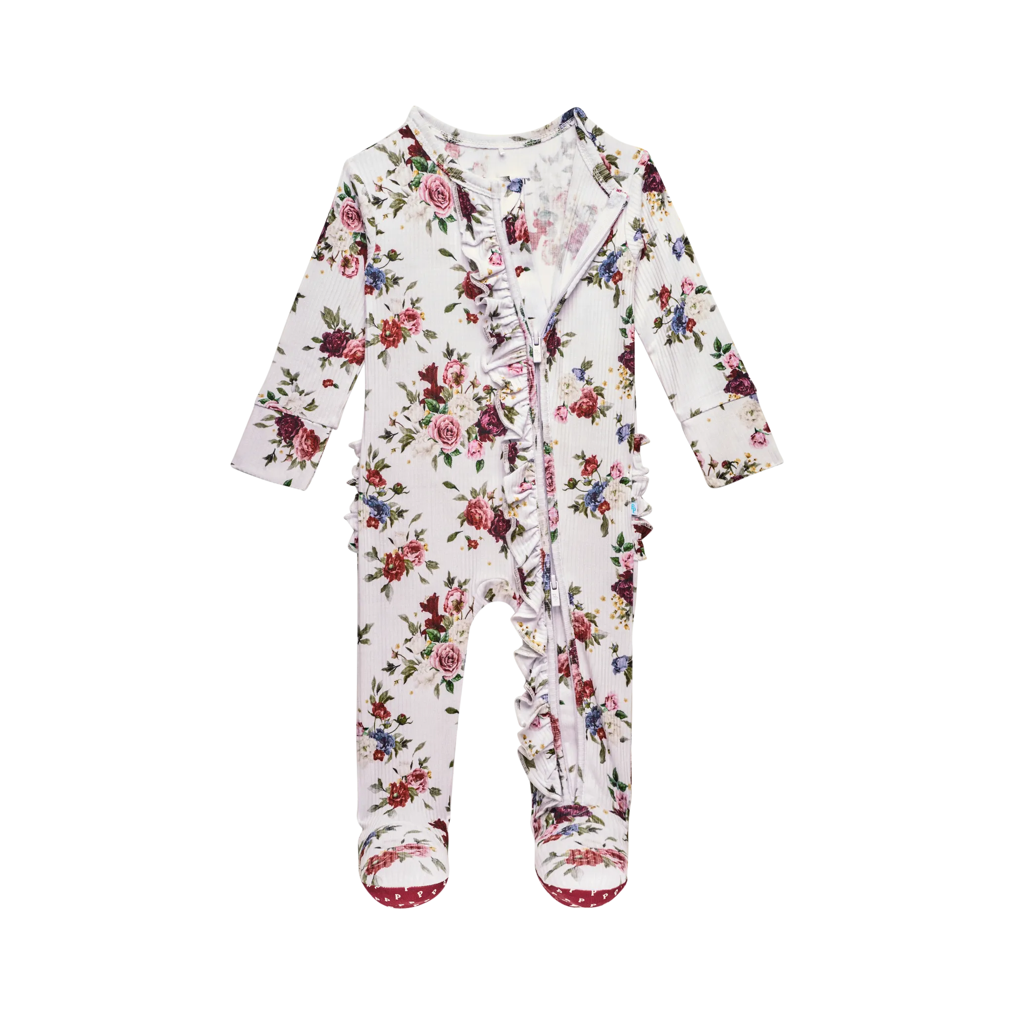 Posh Peanut Philippa Ruffled Zippered Footie