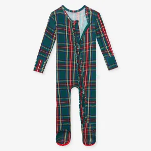 Posh Peanut Tartan Plaid Ruffled Zippered Footie