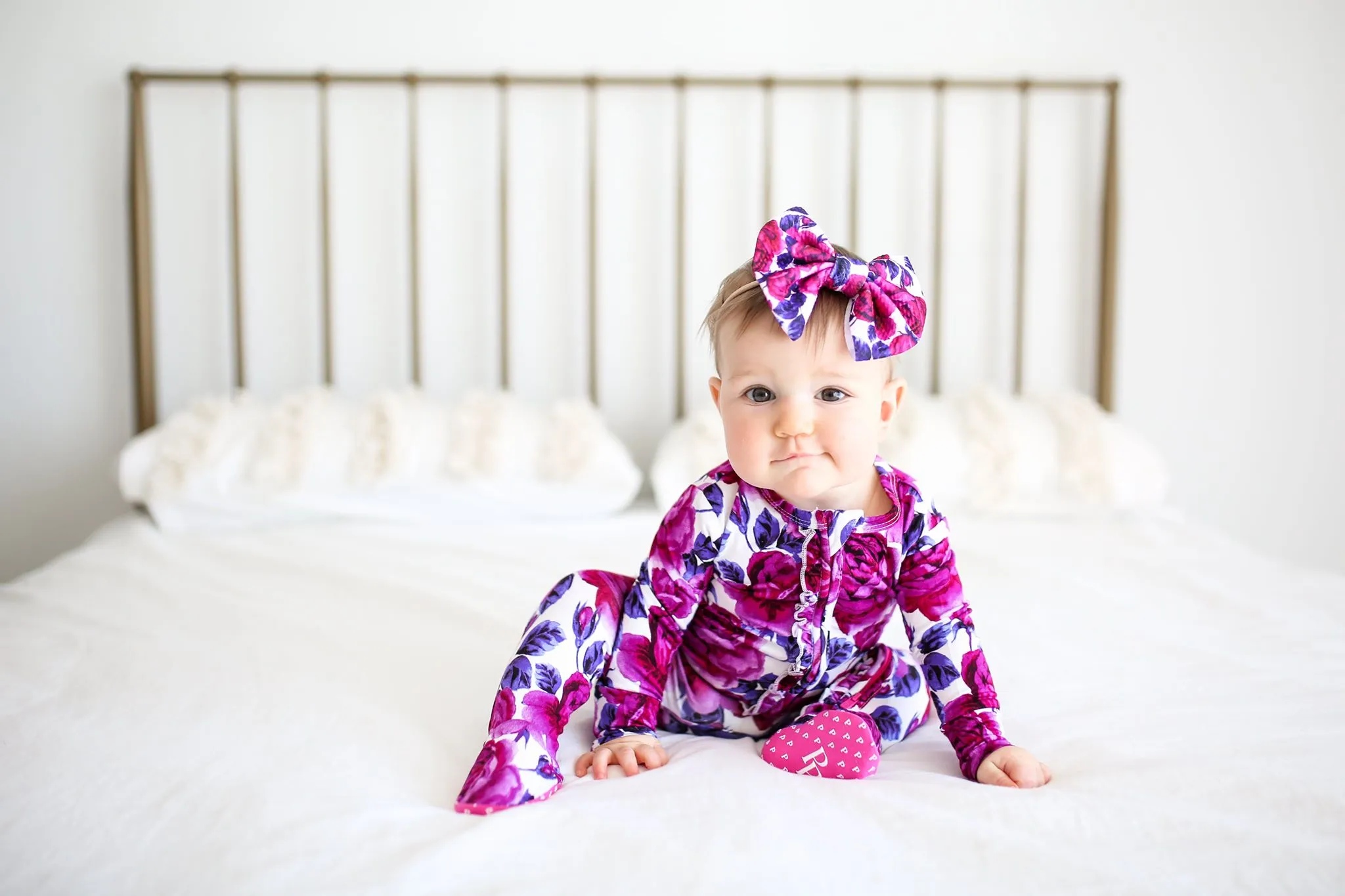 Posh Peanut Violet Ruffled Zippered Footie