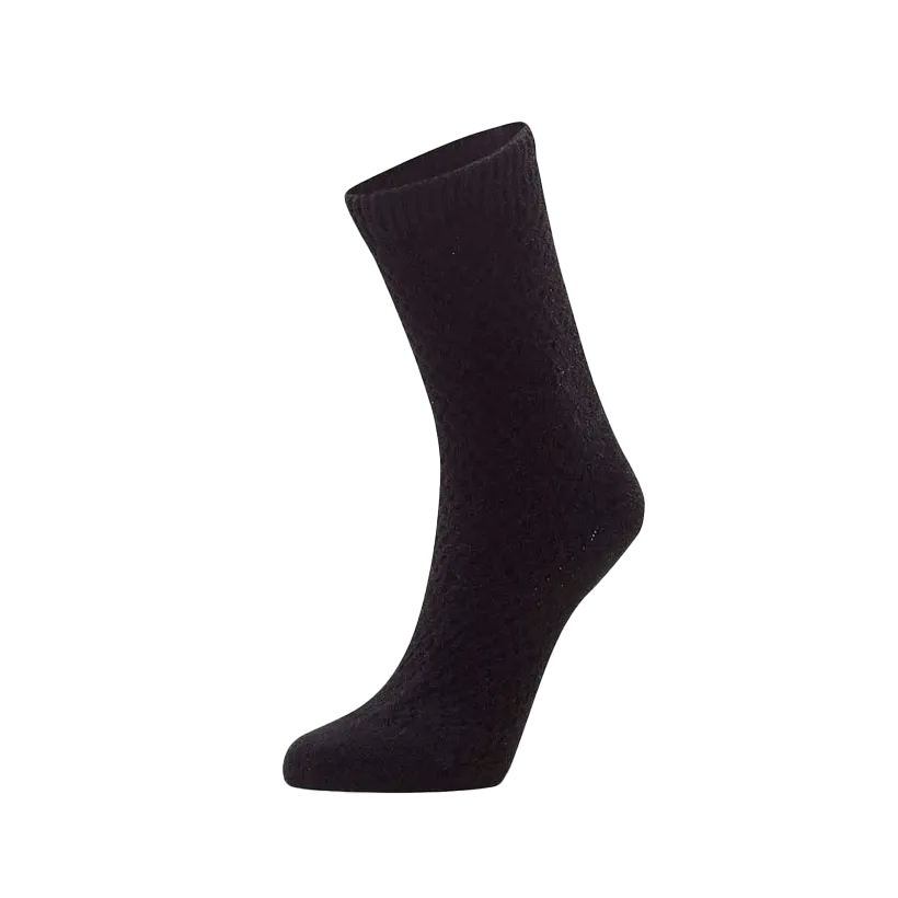Possum merino honeycomb wool socks black