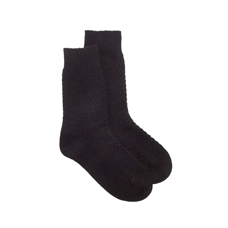 Possum merino honeycomb wool socks black