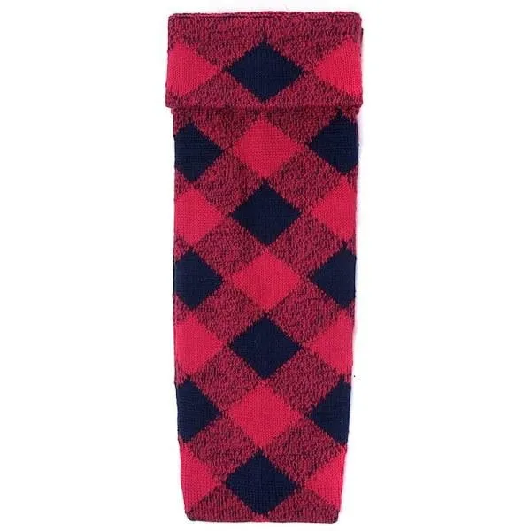 Premium Merino Wool Full Evening Diced Kilt Hose - Tartan Red and Navy