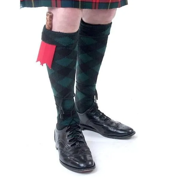 Premium Merino Wool Full Evening Diced Kilt Hose - Tartan Red and Navy