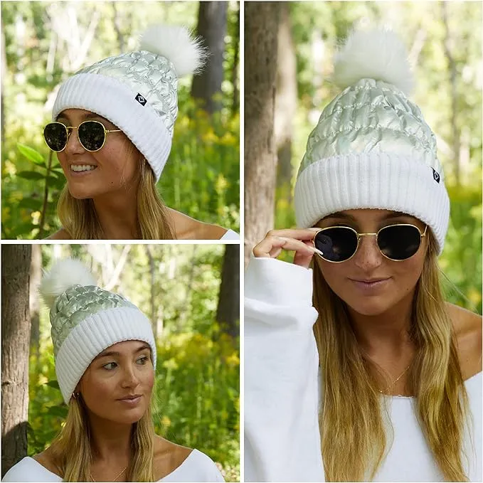 Puffer Beanie Faux Fur Pom by Funky Junque