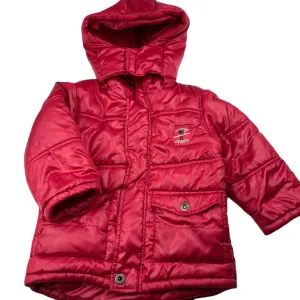 Pumpkin Patch red puffer jacket / coat, detachable hood, size 2, Pre-loved