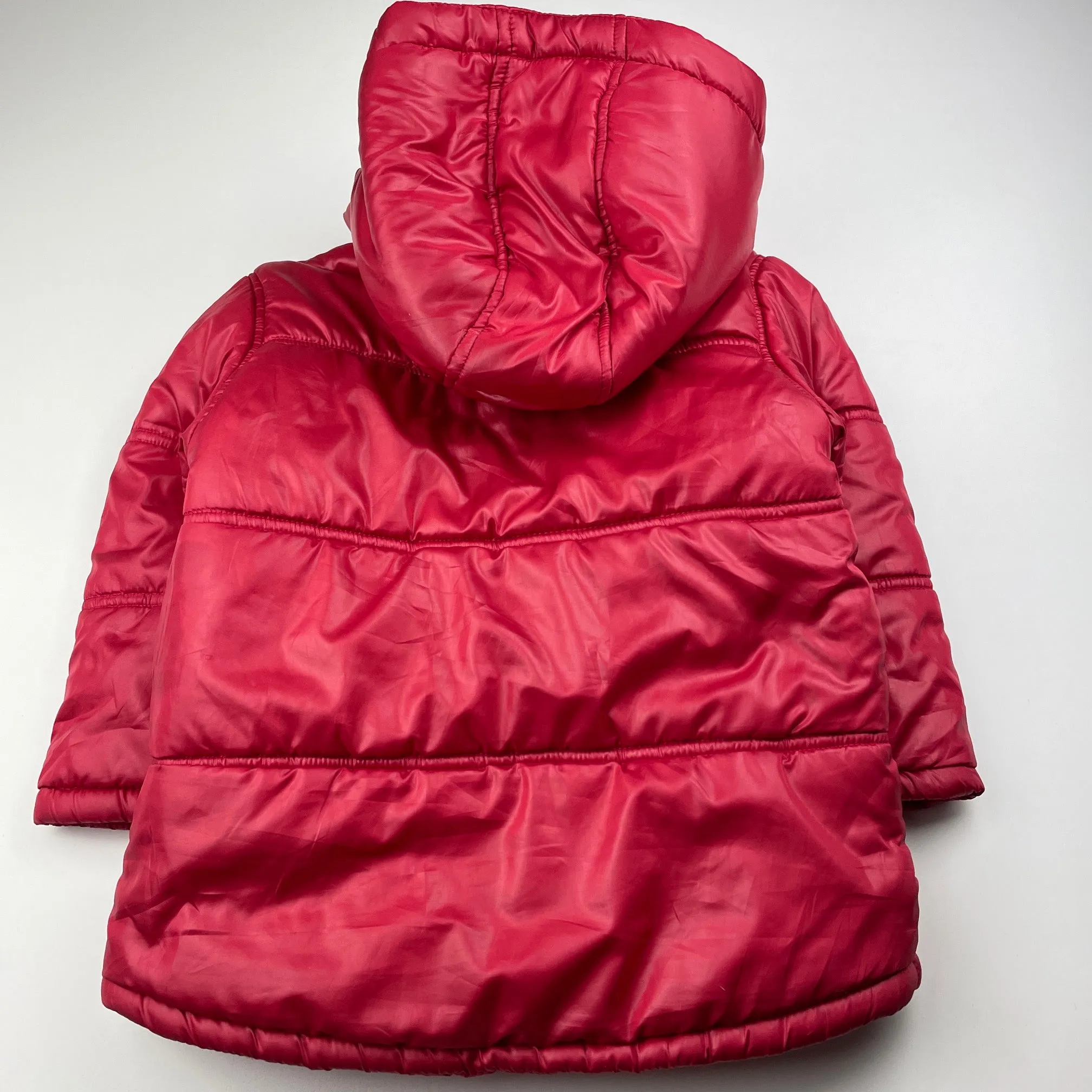 Pumpkin Patch red puffer jacket / coat, detachable hood, size 2, Pre-loved