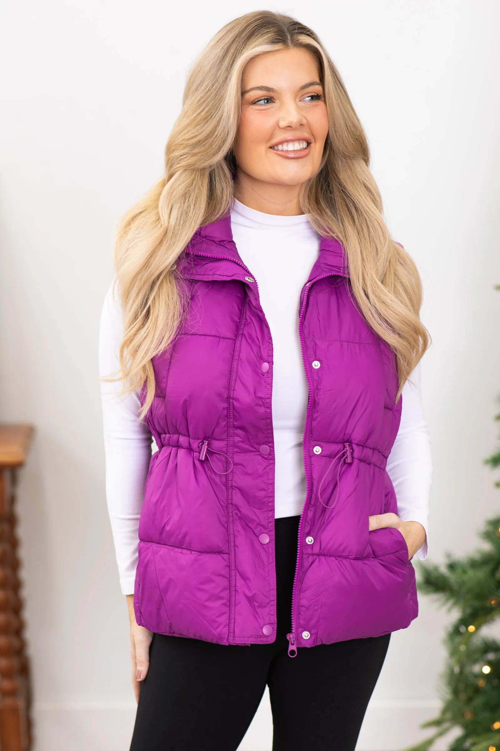 Purple Channel Quilted  Puffer Vest