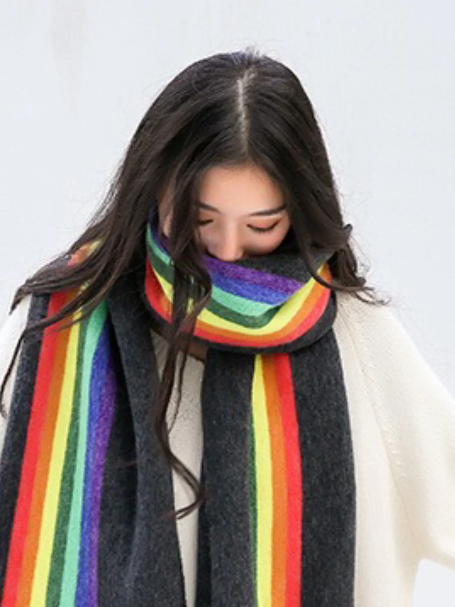 Rainbow knit scarves