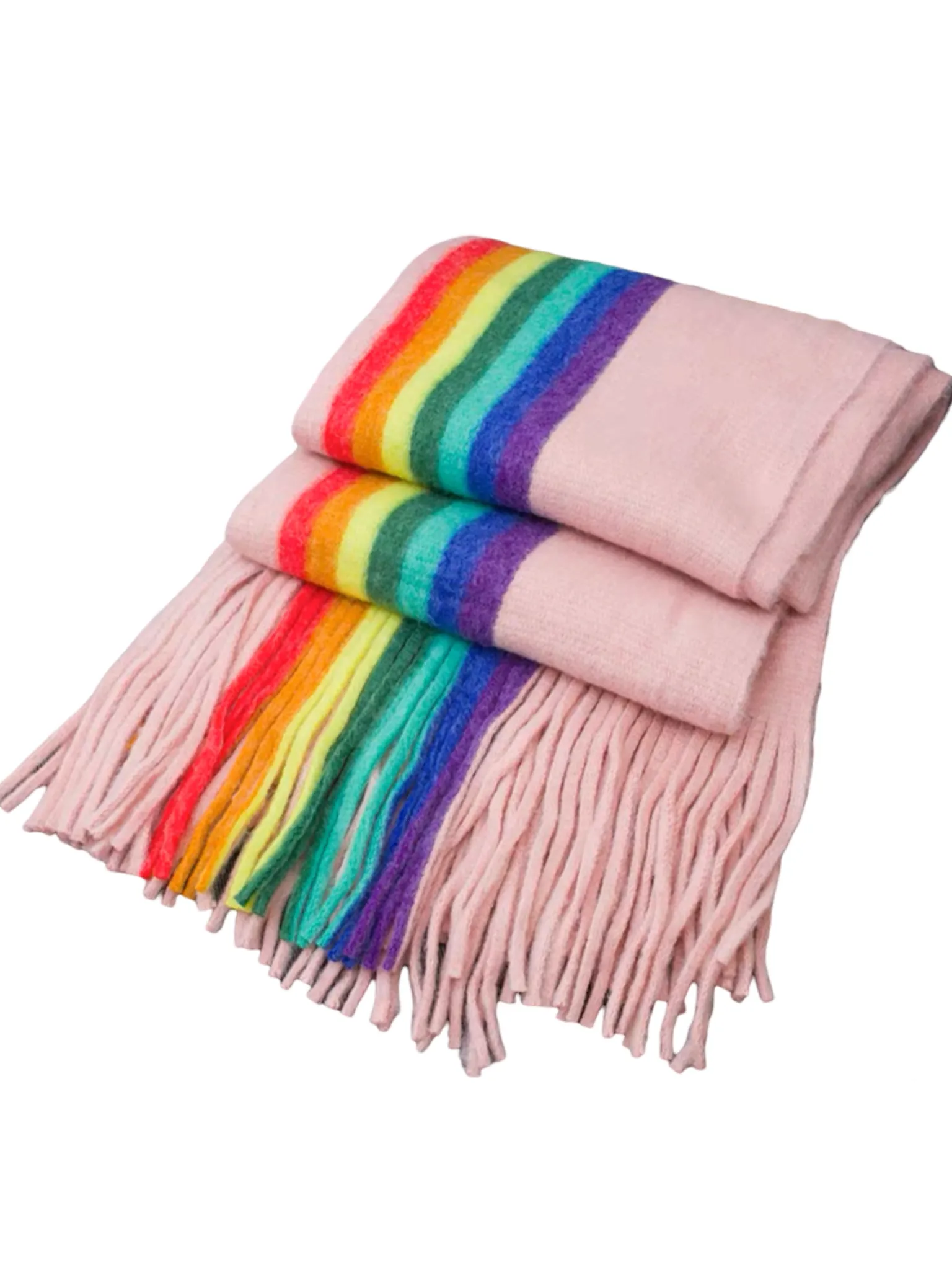 Rainbow knit scarves