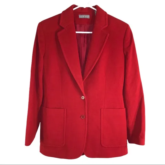 Red Wool Cashmere Blend Blazer