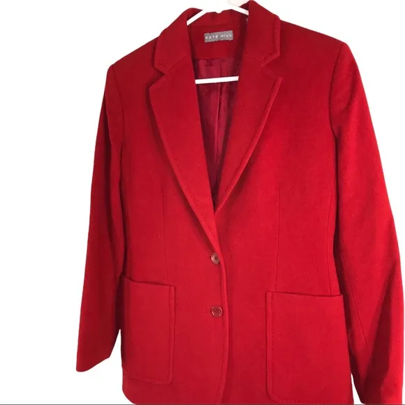 Red Wool Cashmere Blend Blazer