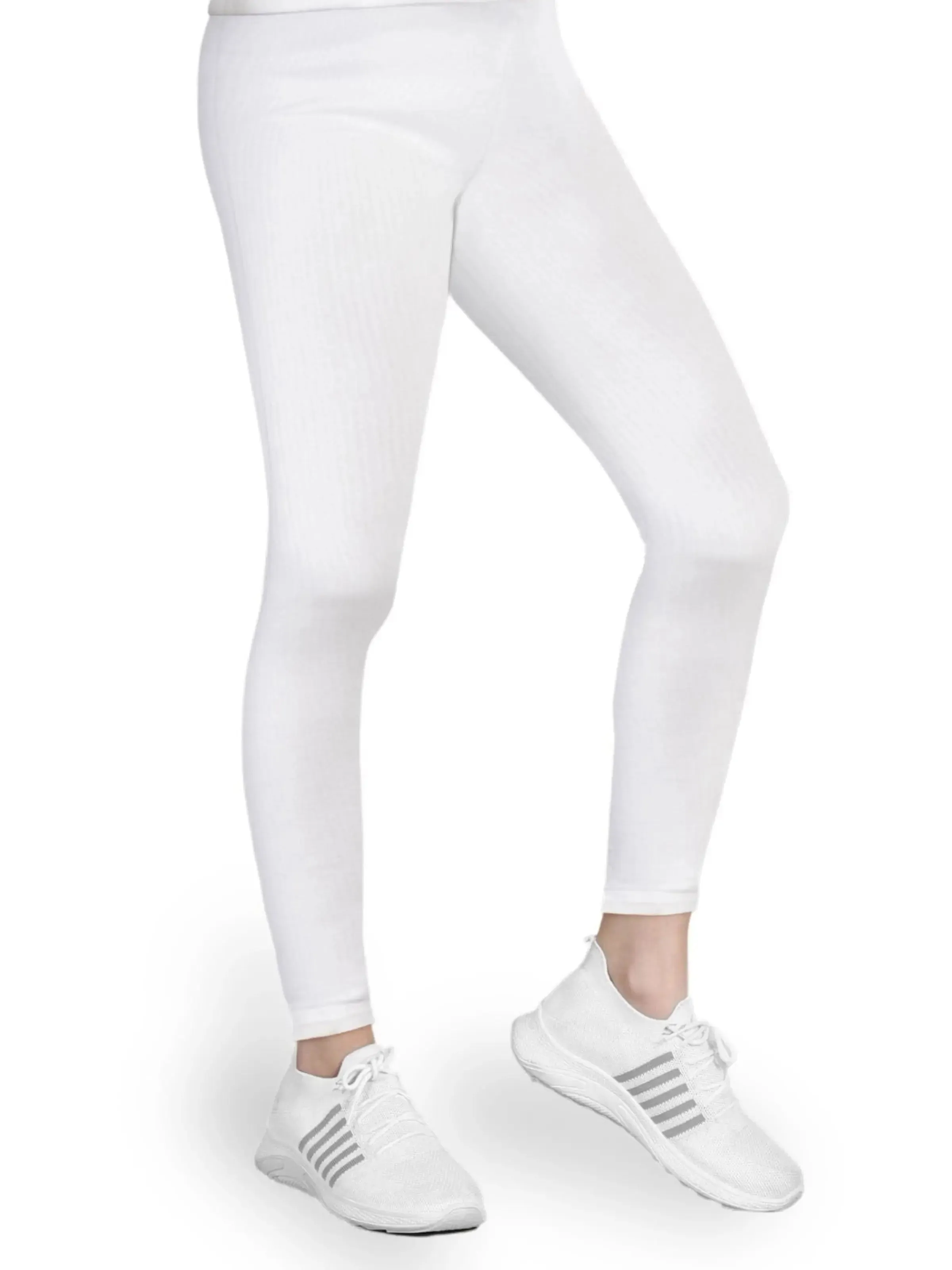 Regular Fit Warm Thermal Leggings for Winterwear | White For Girls & Young Women | Set of 1