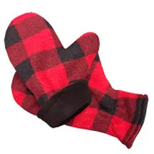 REVERSIBLE MITTENS BUFFALO CHECK RED