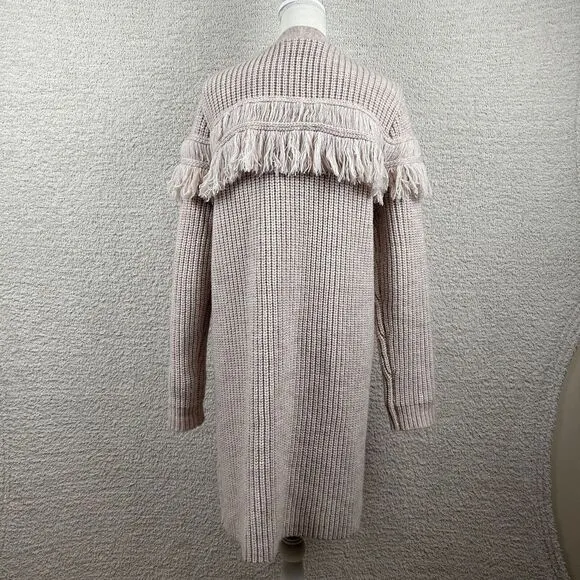 Revolve Tularosa Cardigan Womens M Sandstone Alpaca‎ Wool Blend Chunky Fringe
