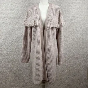 Revolve Tularosa Cardigan Womens M Sandstone Alpaca‎ Wool Blend Chunky Fringe